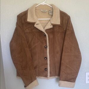 L.L. Bean Brown Bomber Jacket with Cream Accents